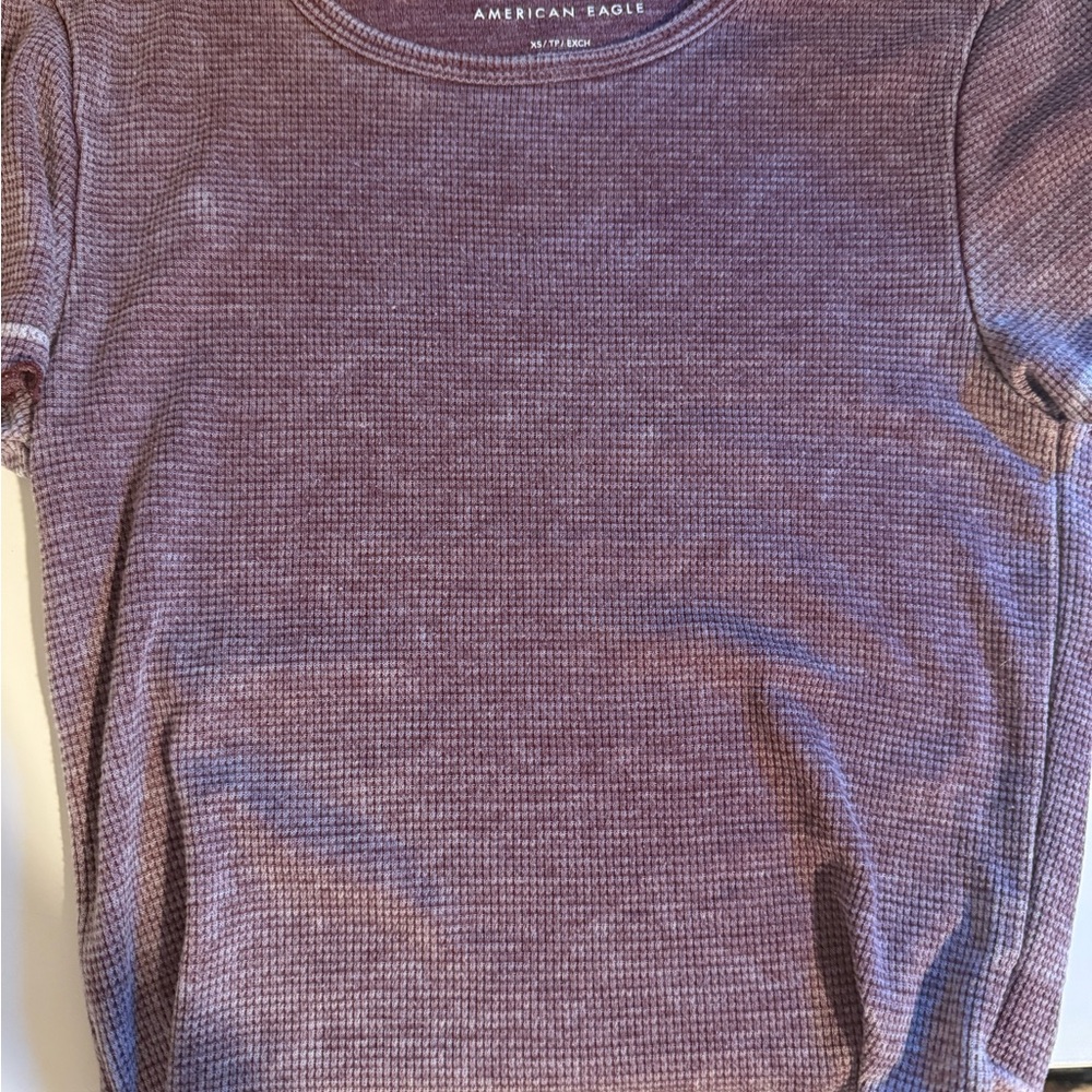American Eagle Red/Purple Waffle Knit Top